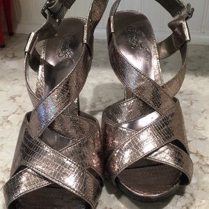 Gunmetal metallic heels